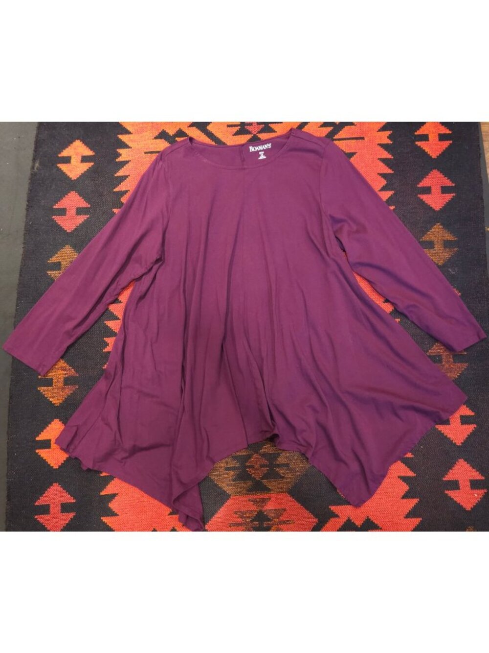Roaman's Women's Plus Purple Asymmetrical Hem Tunic Top Size 1X 22/24